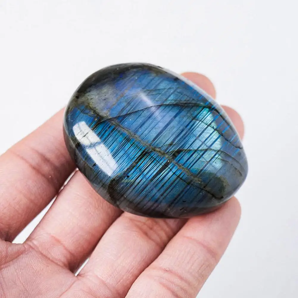 Natural Crystal Stone Labradorite Hand Play Piece Blue Moonstone Yoga Stone Mine Mark Yoga Stone Decorative Ornaments