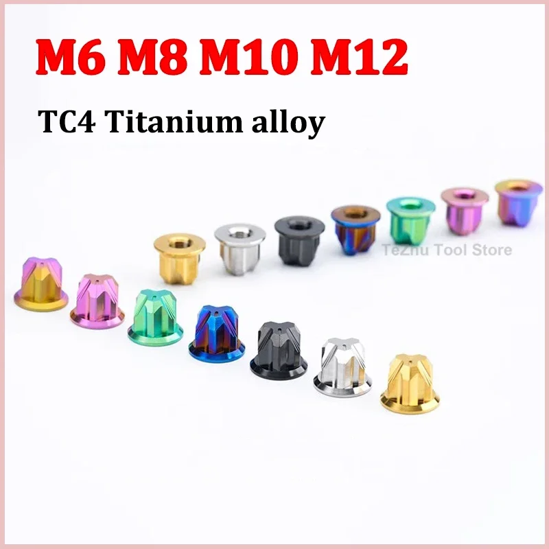 

1pcs TC4 Titanium Acorn Nuts M6 M8 M10 M12 Cap Flange Nut for Bike Motorcycle Titanium Fastener