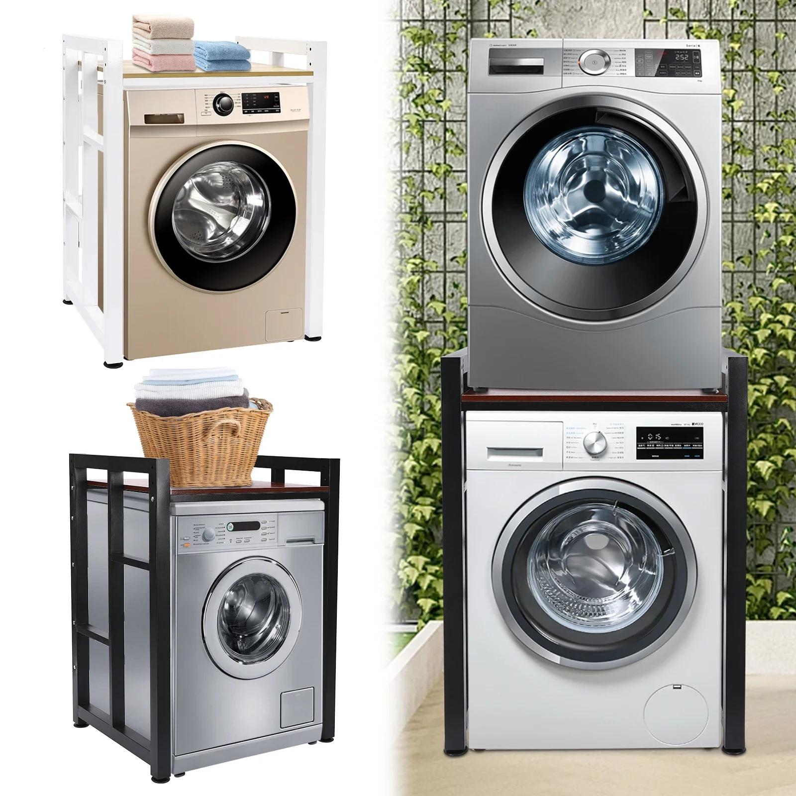 Washer&Dryer Rack, Washer and Dryer Storage Shelf, Adjustable Organizer Rack for Bathroom Load-bearing 190kg