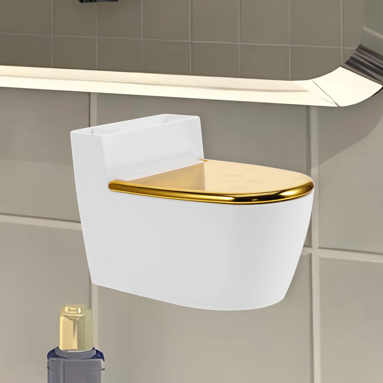 

Luxury Toilet Shaped Ashtray White Mounted Smoking Holder Bathroom Storage Container Fireproof Household Desktop
