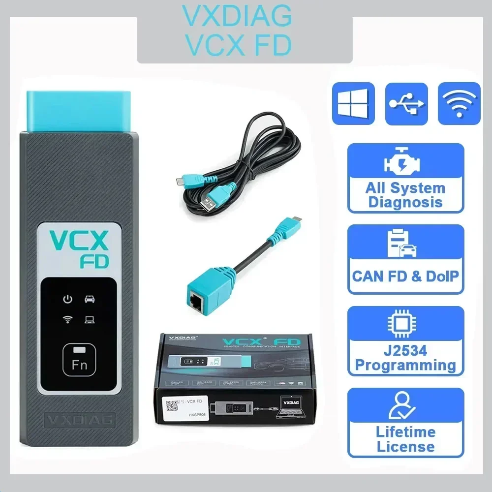 VXDIAG VCX FD for GM for Ford/Mazda 2 in 1 OBD2 Diagnostic Tool Support WIFI DoIP and CAN FD ECU Coding J2534 Programming