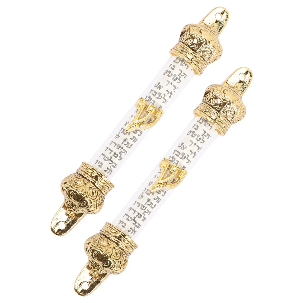 

2pcs Metal Mezuzah Crafted Judaica Door Mezuza Jewish Religious Home Decor Gift For Outside Door Bible Doorpost Crown