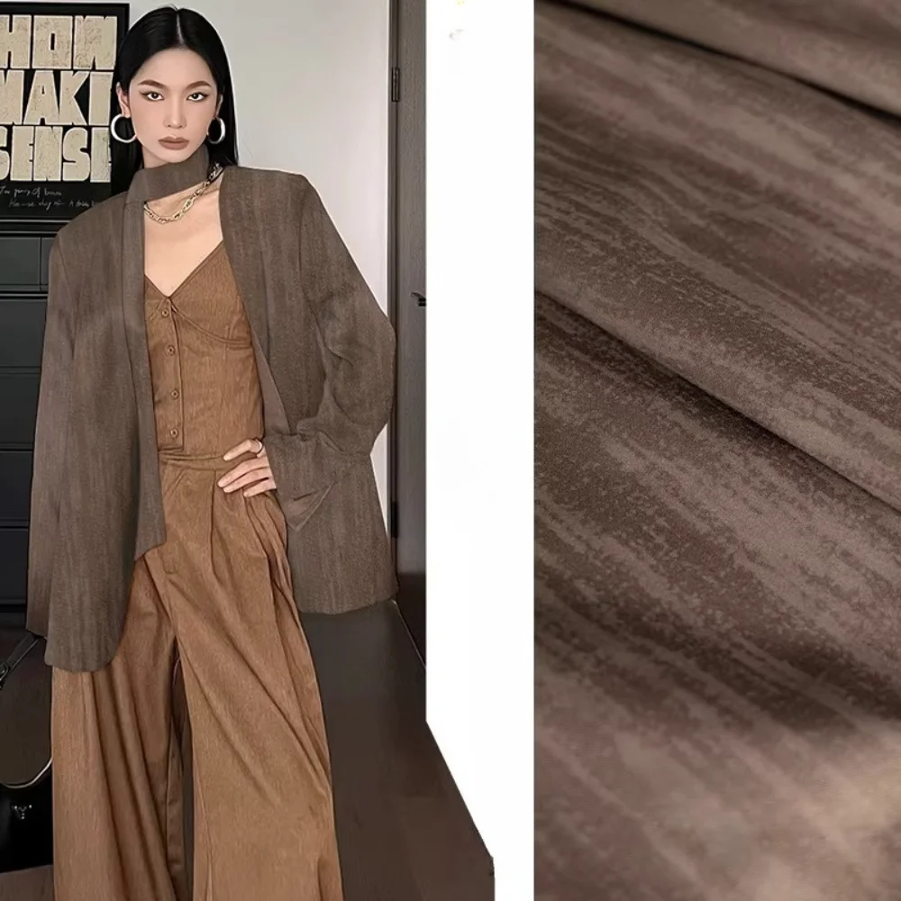 

Brown Coffee Slightly Elastic Wrinkle Resistant Shirt Fabric Creative Clothing Designer Fabric Sold By The Yard for Sew