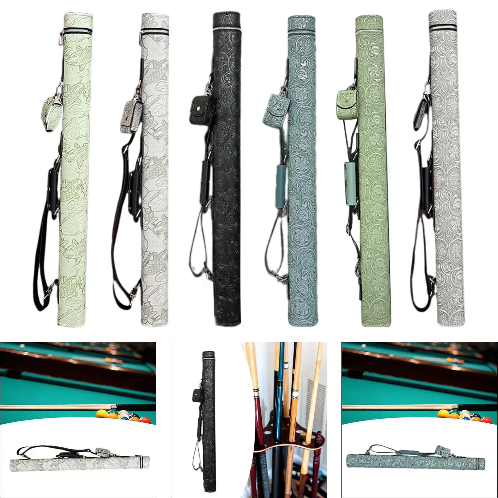 

Чехол для хранения бильярдного кия с двумя отделениями, прочная сумка для переноски из искусственной кожи