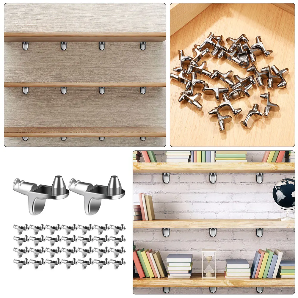

30Pcs Bookcase Shelf Pegs Zinc Alloy Shelf Holders for Cabinet Furniture Stable Support Brackets