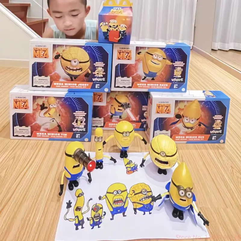 New Arrival Genuine Despicable Me 4 - Amk Series Mega Minion Mel Jerry Dave Gus Tim Model Kit Zabawki Ozdoby Dziecko Festiwal Prezenty