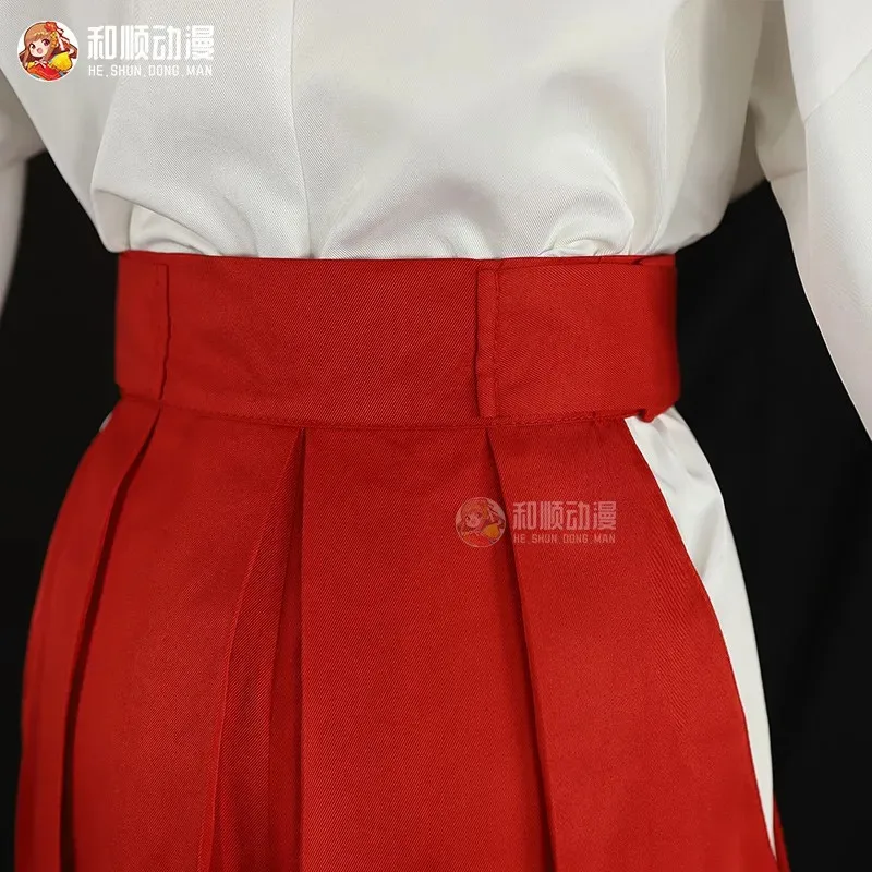 애니메이션 The Elusive Samurai Ayako 코스프레 흰색 탑 레드 드레스와 헤어밴드 여성 할로윈 파티 롤플레잉 의상;8,k'5;h.