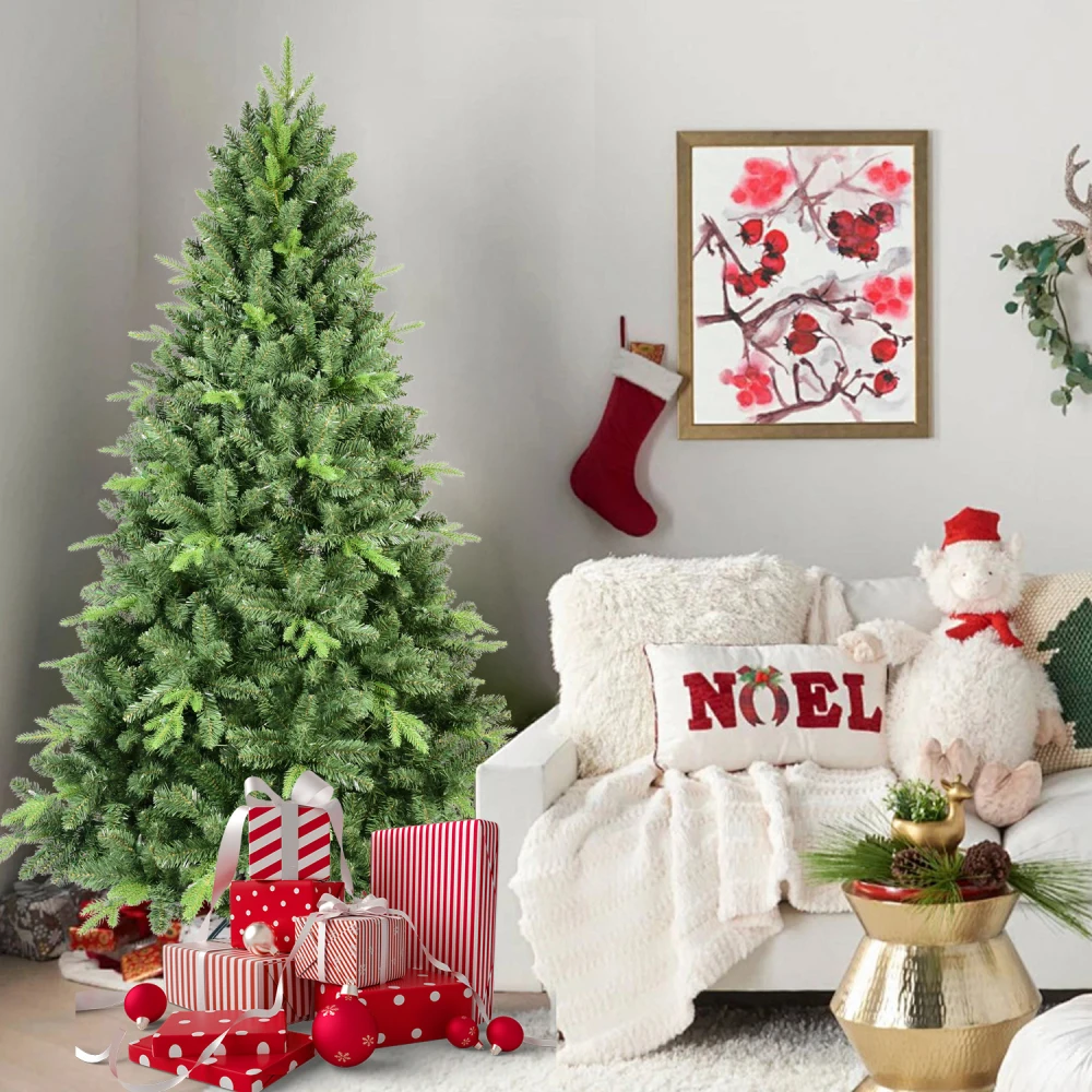 

4FT Classic Christmas Tree with 636 PE+PVC Tips Realistic Hinged Branches Easy Assembly Stable Metal Stand Full Natural Look