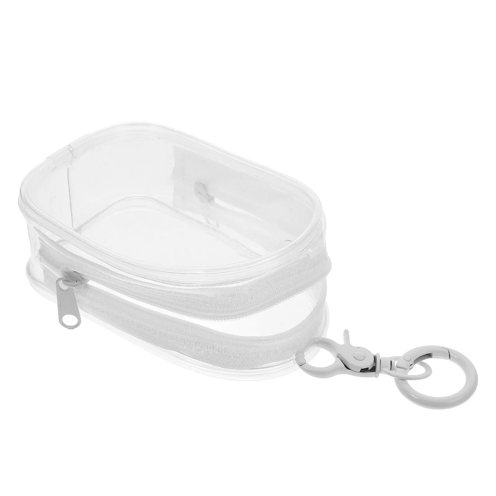 

Clear PVC Portable Zippered Display Bag for Figures with Keychain Small Transparent Organizer Case for Travel Home Outdoor Use