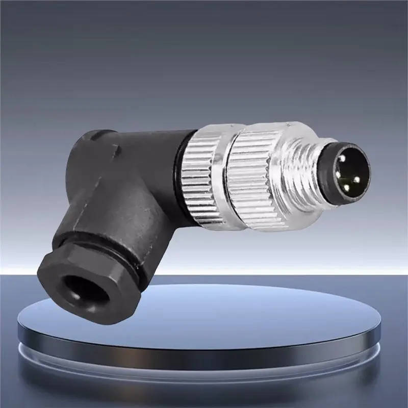 VOFUN-10Pcs M8 Sensor Connectors Waterproof Angle Screw Threaded Coupling 4Pin For Electronics Male Plug