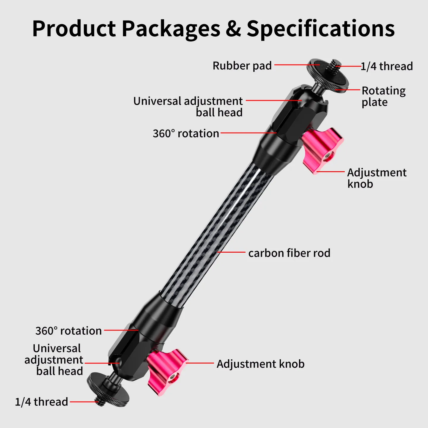 Action-Kamera Verlängerungsarm Videoleuchte Selfie-Stick Helmhalterung Einbeinstativ 1/4 Stativhalterung für Gopro Insta360 OSMO Nano – Detail 12