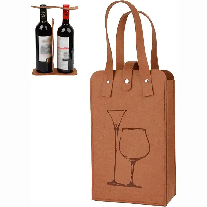 Felt Wine Bottle Bag Hand Carry Gift Bag for Single Double Bottle Elegant Wine Presentation Sleeve