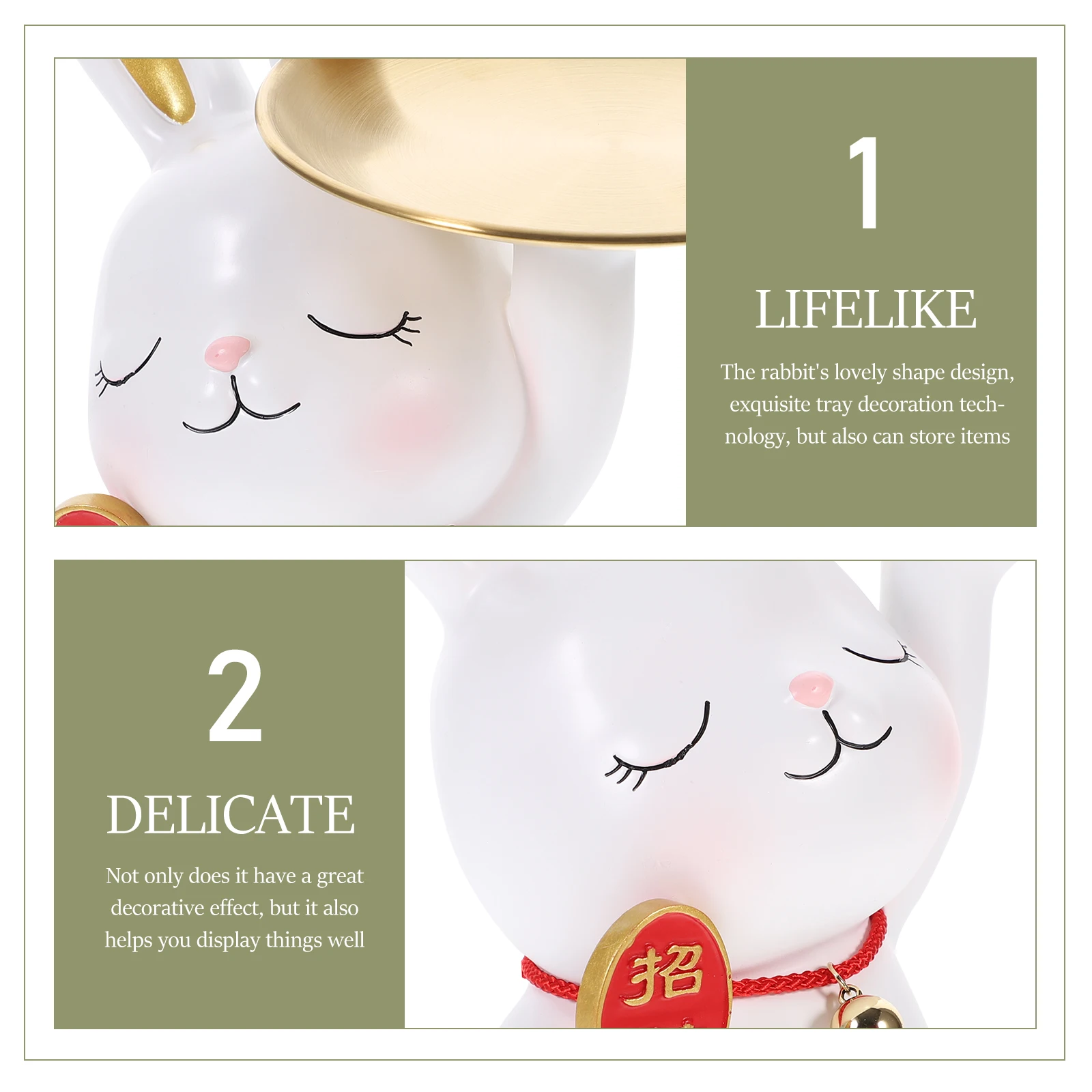 

Rabbit Storage Tray Resin Bunny Decor Jewelry Holder Desktop nament Statue Display Smooth Surface Material Household