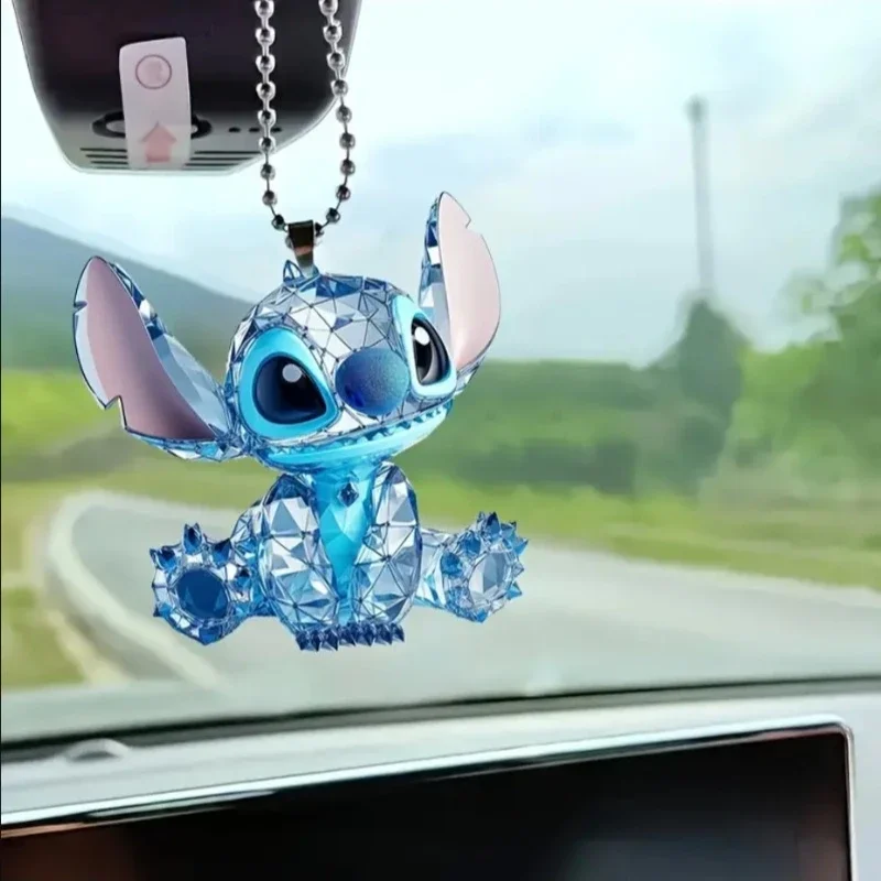 Kawaii Disney Stitch Pendant 2D Car Acrylic Ornament Children School Bag Charm Cartoon Anime Accessories Kids Toys Birthday Gift