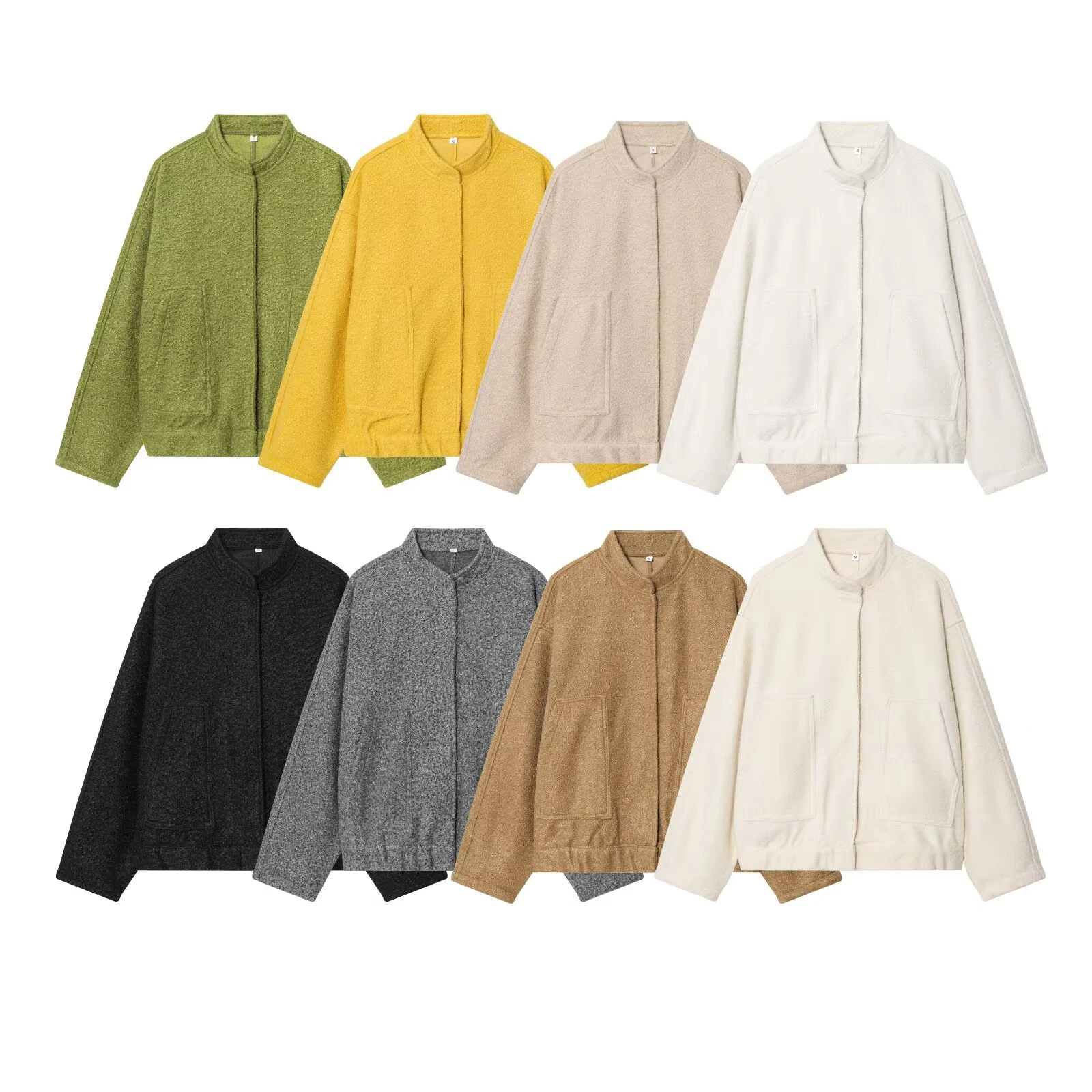 

Женская модная повседневная куртка в уличном стиле с длинными рукавами и небольшим воротником-стойкой, свободный однобортный короткий топ в ленивом стиле