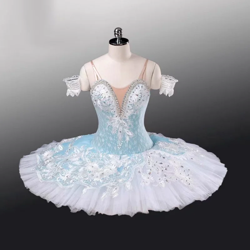 

Professional custom ballet repertoire TUTU stage performance competition disc skirt gauze skirt light blue