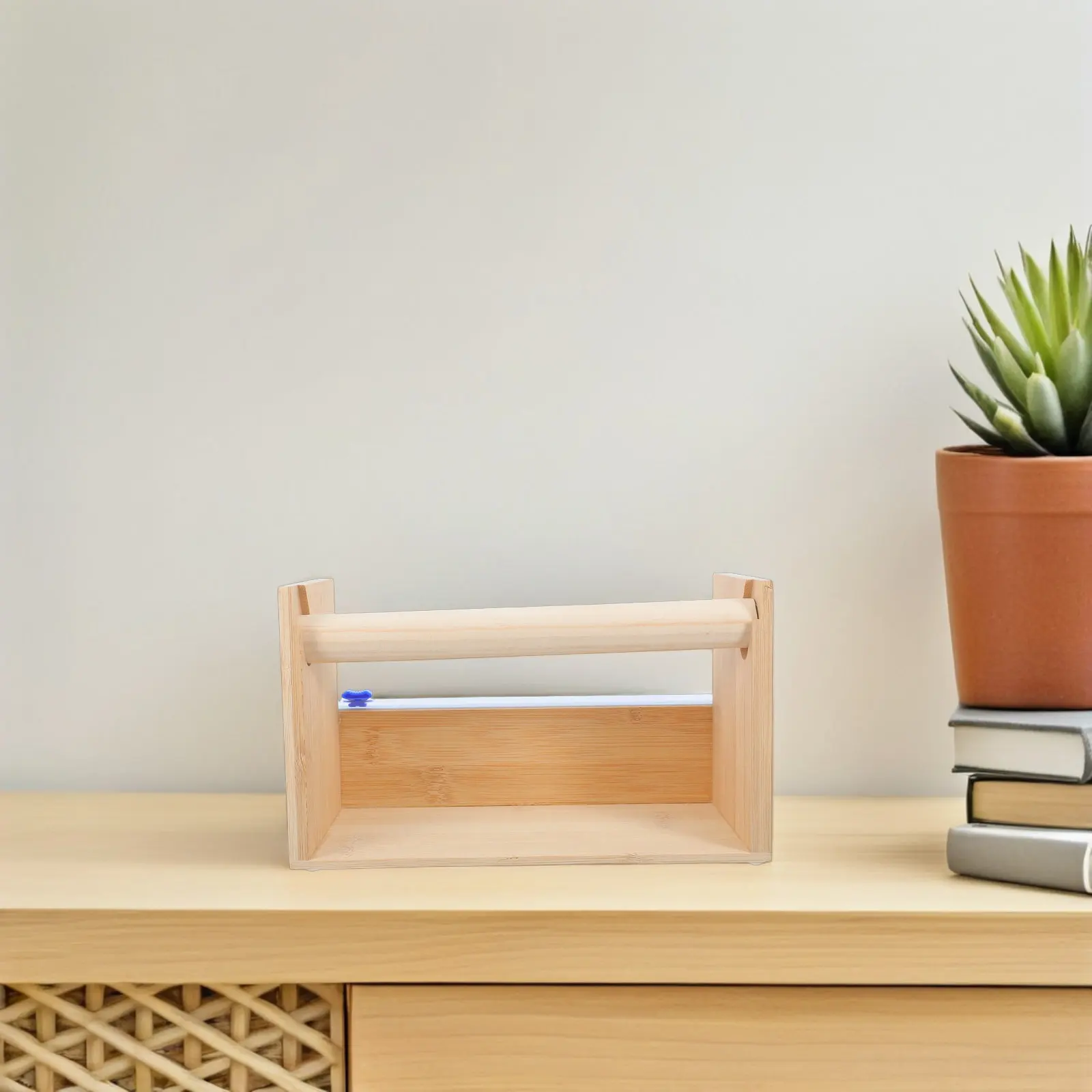 

Desktop Wooden Tape Dispenser Organizer Multi Roll Washi Masking Packing Tape Holder Stable Base Natural Wood Design Office