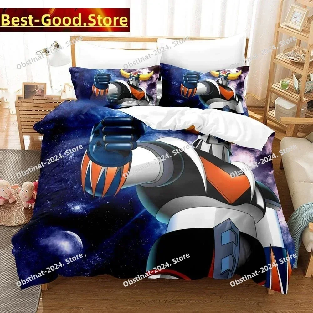 Cartoon Goldorak Grendizer UFO Robo Bedding Set Printed single Comforter Quilt Duvet Cover Pillow Case 3 Pieces Kids Adult Size