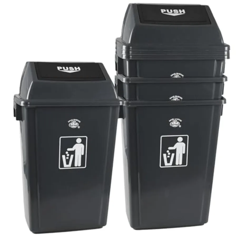 

Серый коммерческий мусорный бак с откидной крышкой для улицы, офиса, ресторана, школы, кухни, набор из 4 штук