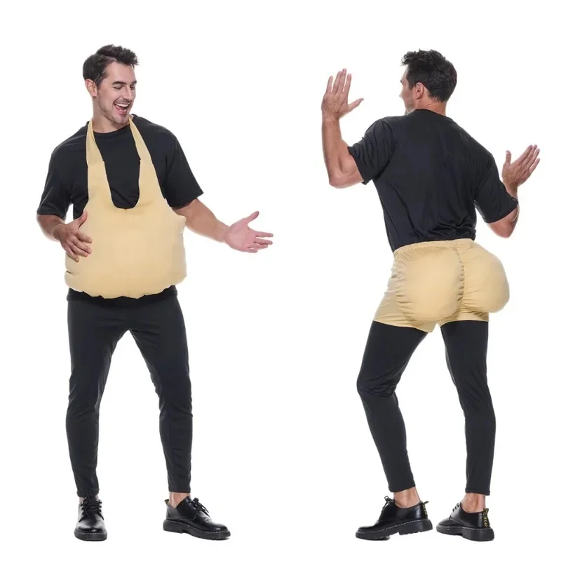 Halloween Cosplay Adult Pregnant Woman with Fake Belly Role-playing Props Fake Funny Butt Costume Purim Carnival Party Fancy