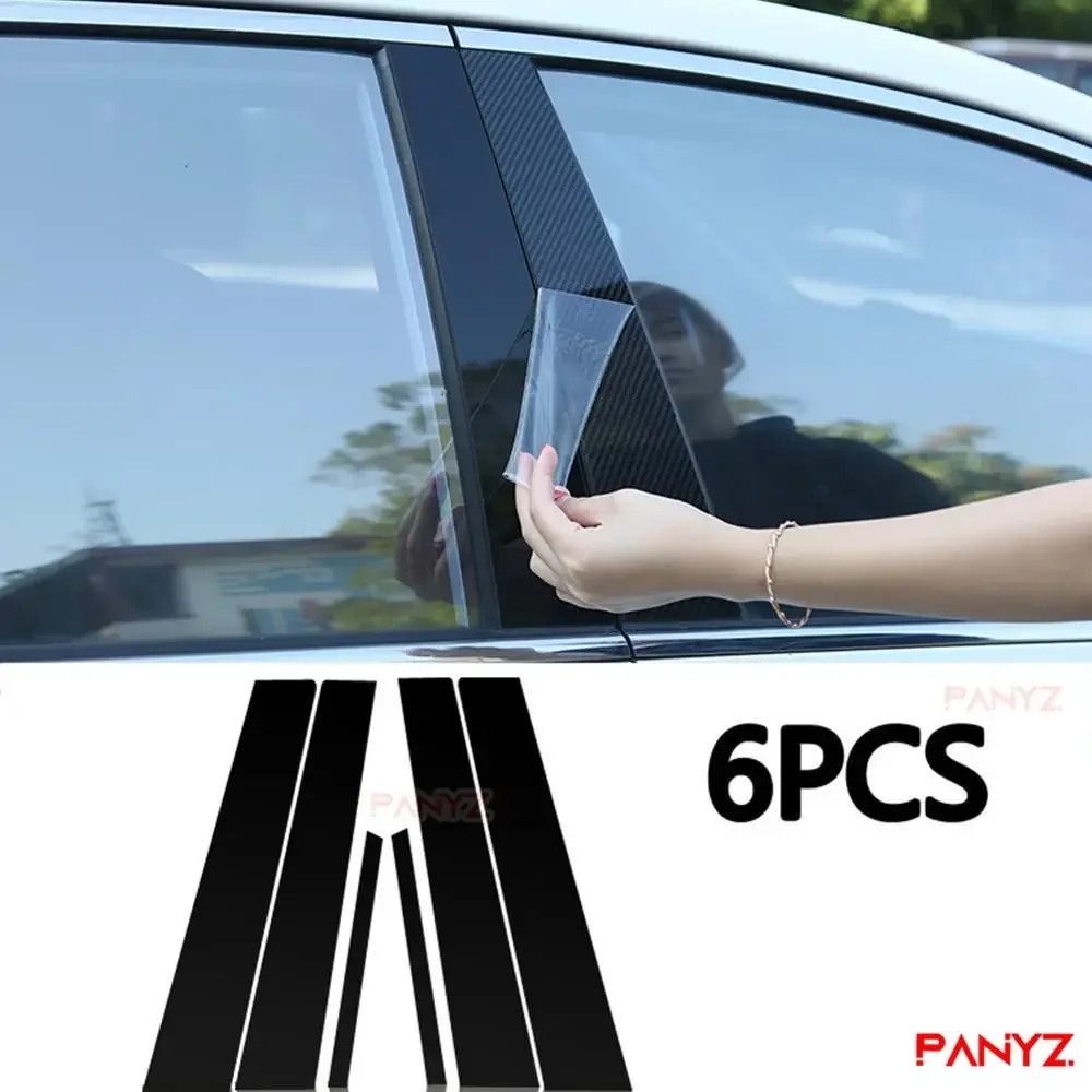 6Pcs Car Window Pillar Posts Cover Trim for Honda Civic 2006-11 Center BC column stickers For Honda Civic 2006-11 Mirror effect