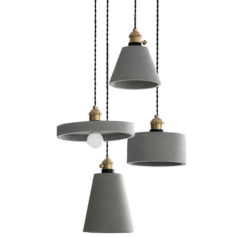 Nordic Cement LED Pendant Lights Fixtures American Creative Vintage Lamp Dinning Room Suspenion Luminaire Lighting Loft