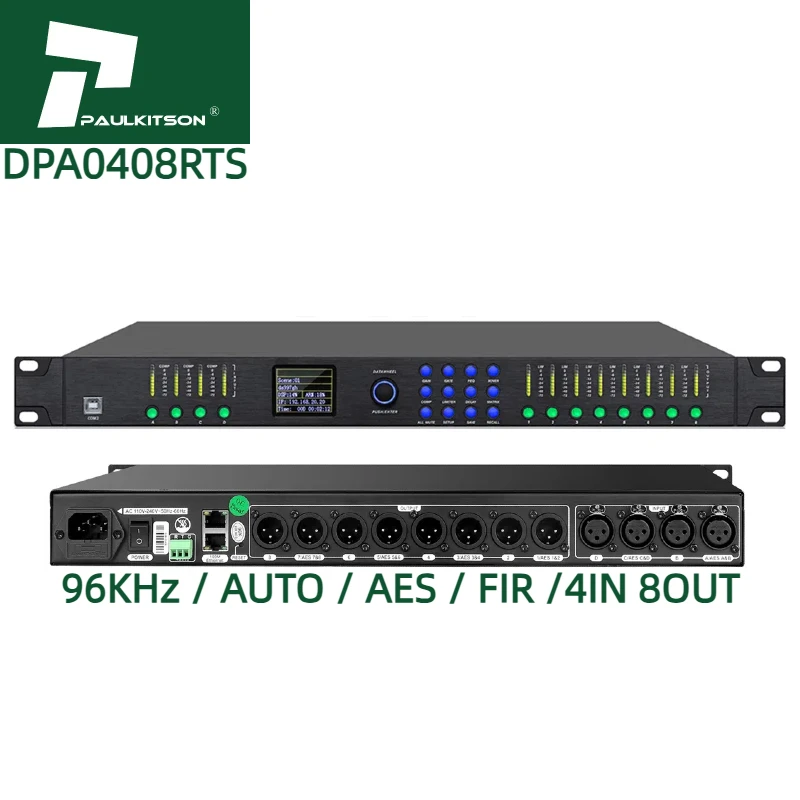 DPA0408RTS DSP Audio Processor 96kHz FIR AES Auto Calibration Multi Effects Rack Mount Sound Gear Bar Karaoke Live Stage