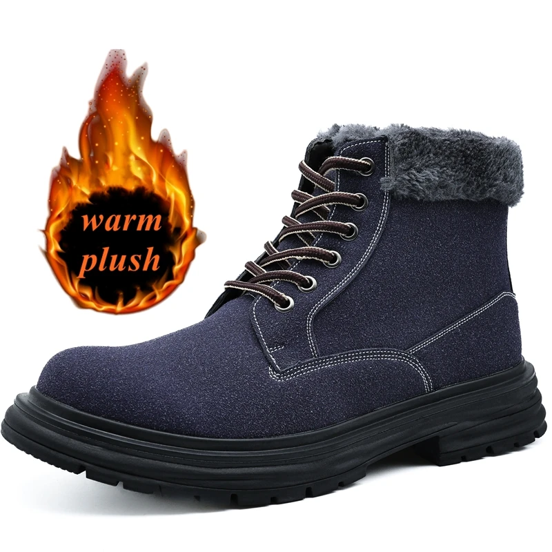 

Golden Sapling Thicken Plush Men's Boots Winter Keep Warm Outdoor Snow Boots Men Non-slip Footwear PU Leather Platform Booties