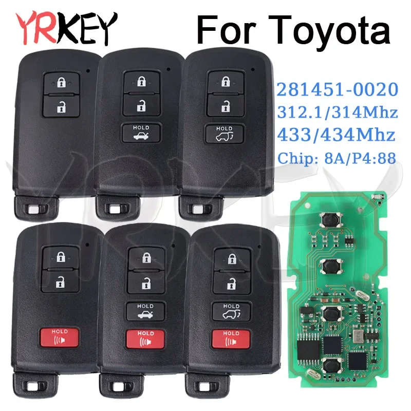 Remote Key for Toyota Avalon Camry Corolla Prius Yaris Auris RAV4 Avalon 281451-0020 HYQ14FBA Keyless 314.3MHz/433MHz Car Key