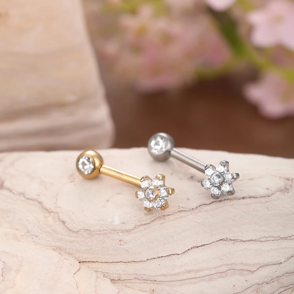 1pc 14G Titanium Flower Christ - Christina Jewelry & Watches Marguerite Ørestik Forgyldt Sølv 评论和价格