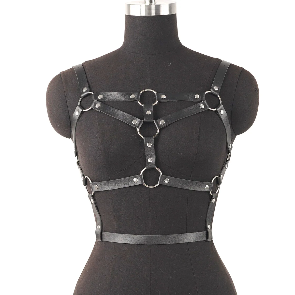

Fashion Women PU Leather Hollow Cage Bra Gothic Body Chest Harness Belt Adult Punk Chest Bra Harness.