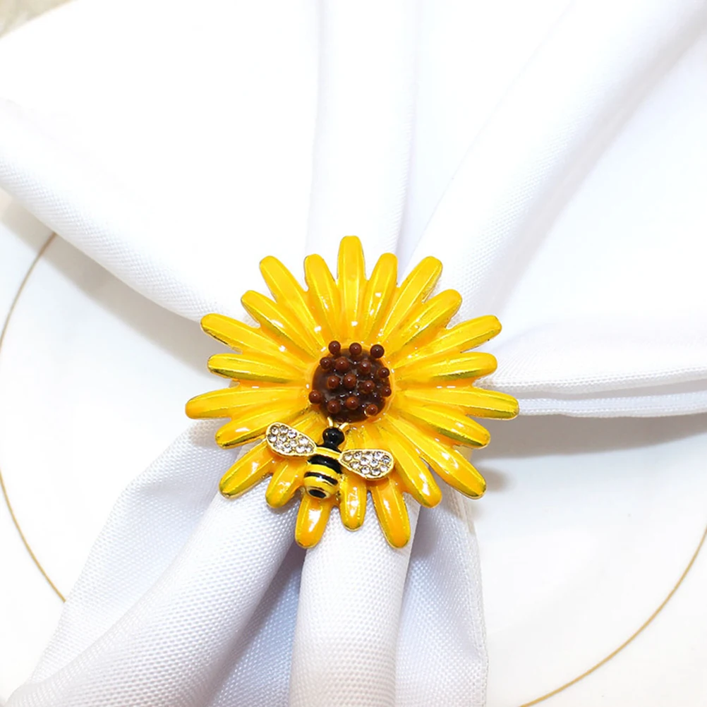 

4Pcs Napkin Rings Bee Dining Table Decoration Wedding Party Napkin Holder Serviette Ring