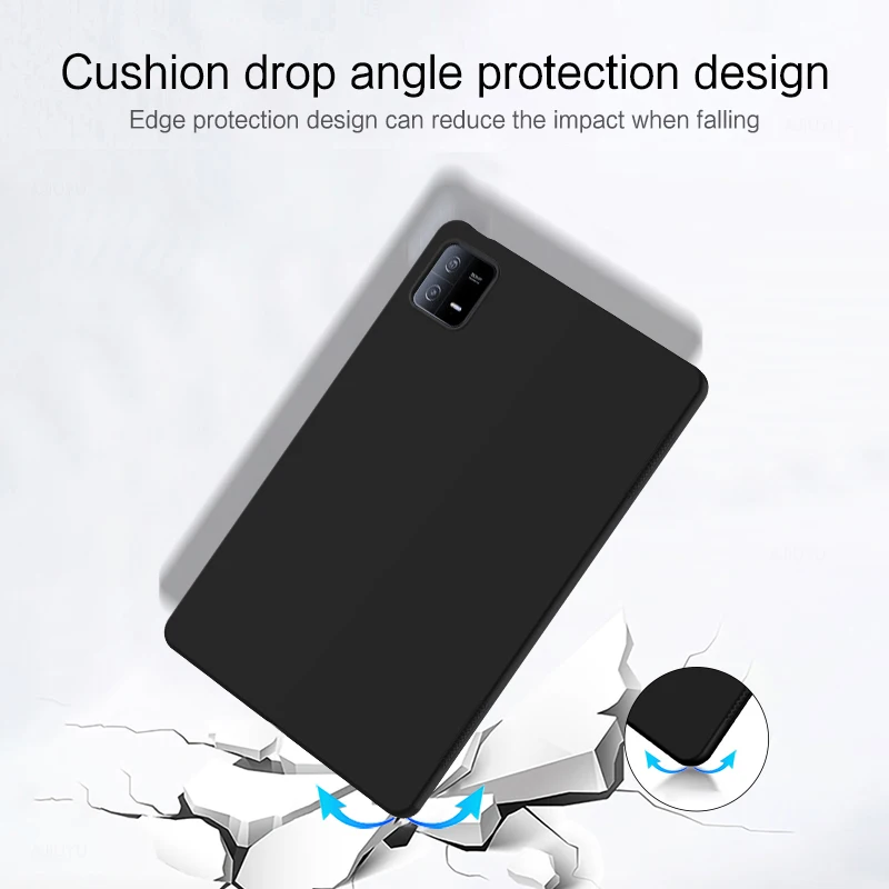 AJIUYU Tablet Soft Case For Xiaomi Pad 6 Pro 11 Inch Mi Pad 6 MiPad 6 Pro MiPad6 Silicone TPU Black Protective Shell Back Cover