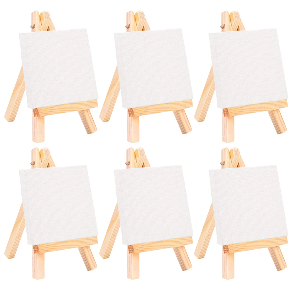

6 set 6 Sets Mini Easel Oil Painting Tools 7x12 5 Inch Frame 8x8 DIY Stretched Wood Triangle Students Gift