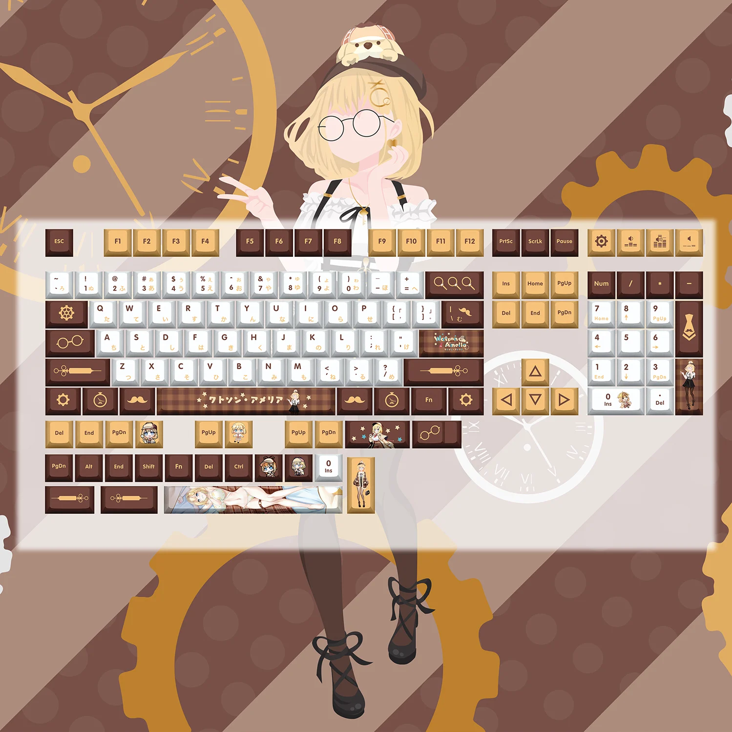 Imagem -01 - Watson Amelia Key Cap Vtuber Hololive Capa Pbt Sublimação de Tintura Cereja mx Interruptor do Eixo Cruzado Teclado Mecânico Presente