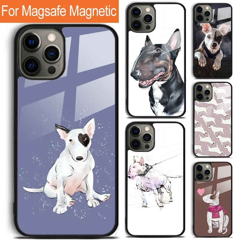 English Bull Terrier Dog Phone Case For iPhone 16 15 14 13 12 11 Pro Max Plus Magsafe Magnetic Wireless Charging Cover