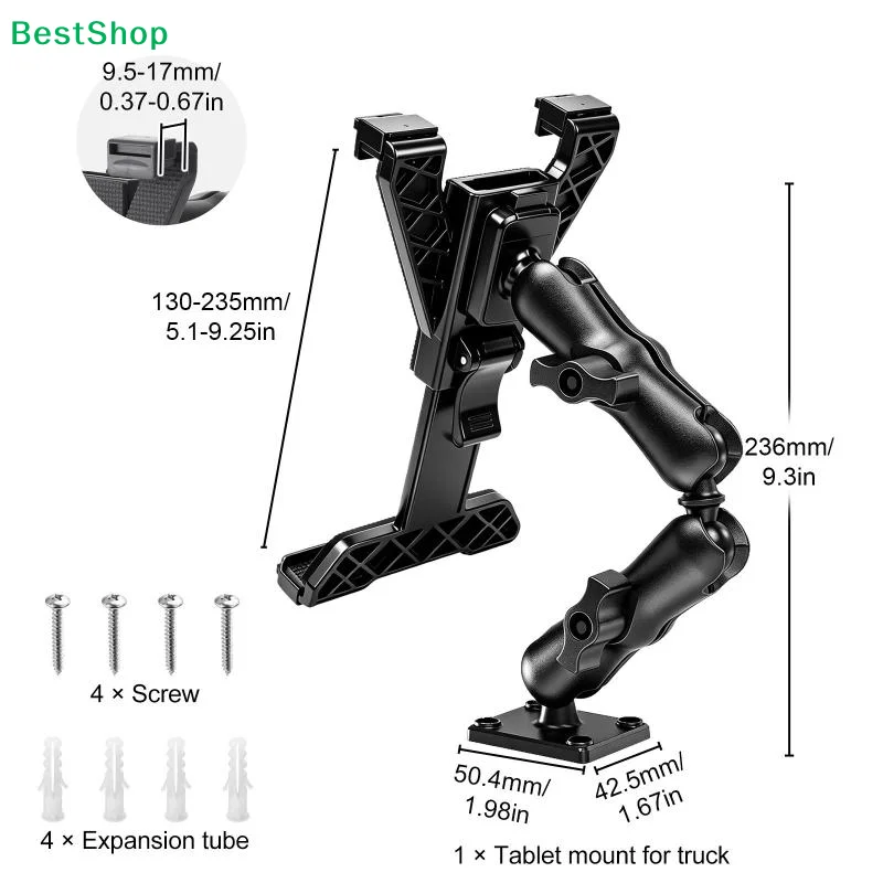 〔Z〕Foldable Tablet Mount And Phone Holder Screw Base And Adjustable Arm For Wall Or Desk For 7 To 11.5Inch Devices