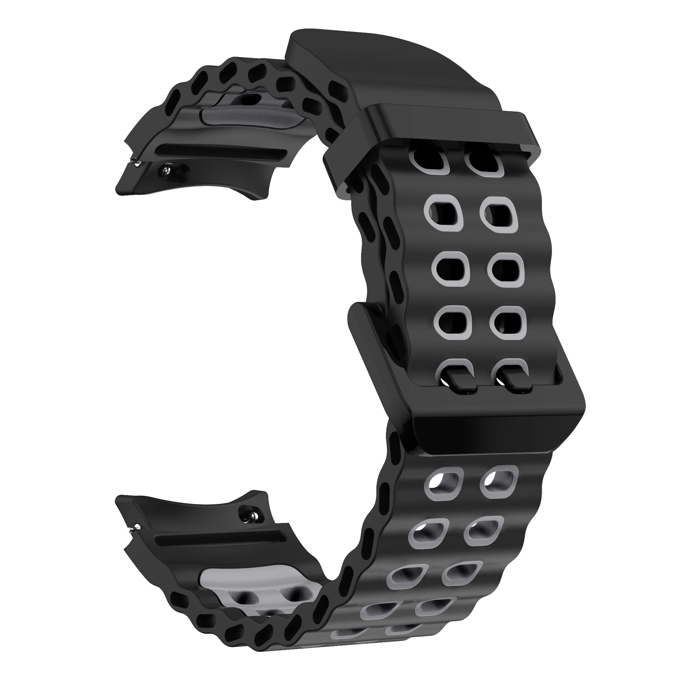 Samsung Galaxy Watch 7/6/5/4 (40mm/44mm)、Galaxy Watch 6/4 Classic (47mm/43mm)用オーシャンシリコンストラップ、スポーツブレスレットバンド