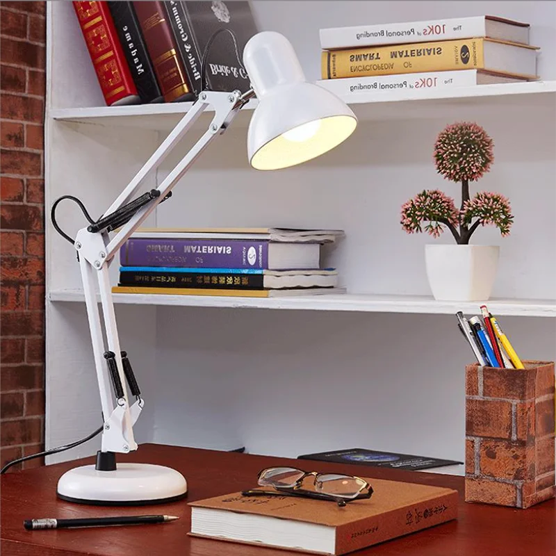 Professional Modern Led Desk Lamps Reading Light Adjustable Long Swing Arm Table Lamp E27 Bulb Metal Work Lamp