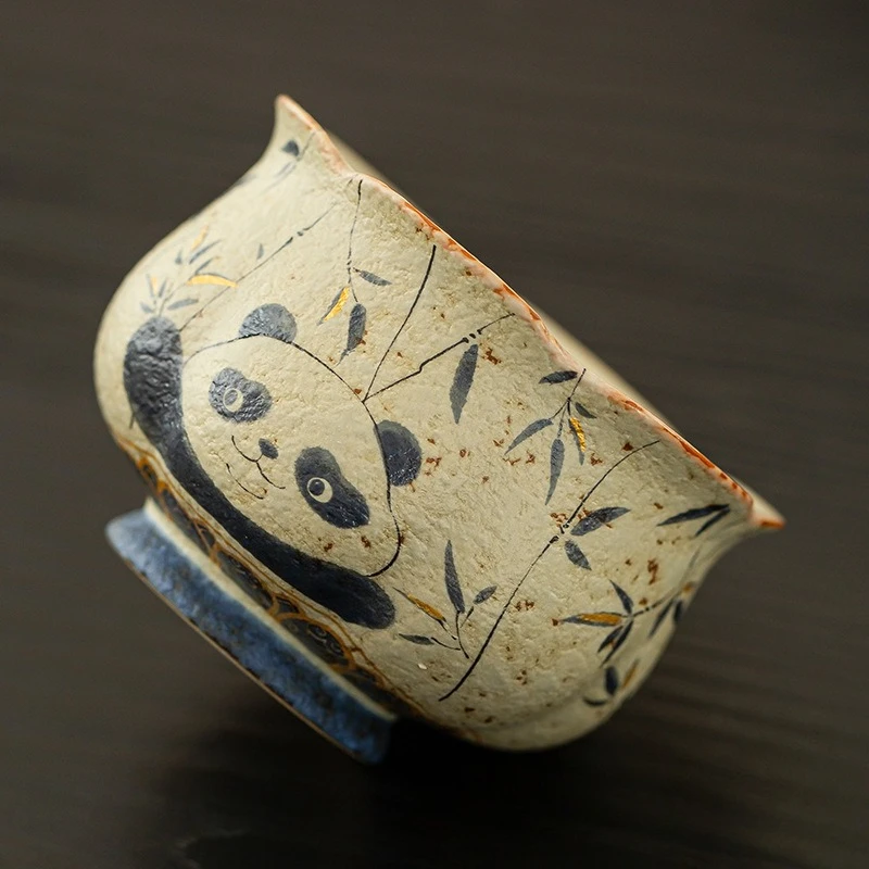 Hand Painted Panda Bamboo Blue White Flint Red Master Tea Cup Personal Kung Fu Tasting Single Cup Home Office Gift