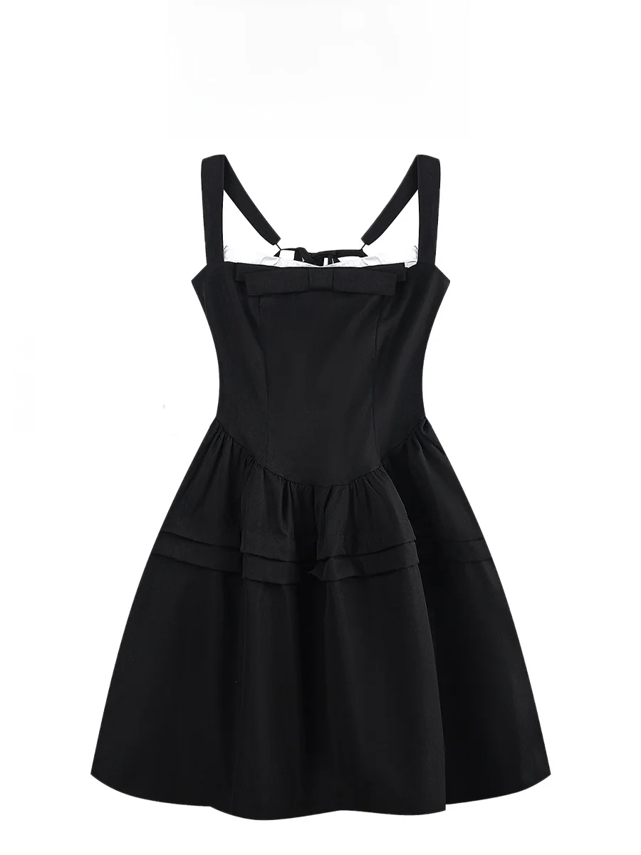 

Niny JIA Dark Style Dress Slimming Square Collar Backless Strapless Dress Fashionable Commute Style Regular Thickness