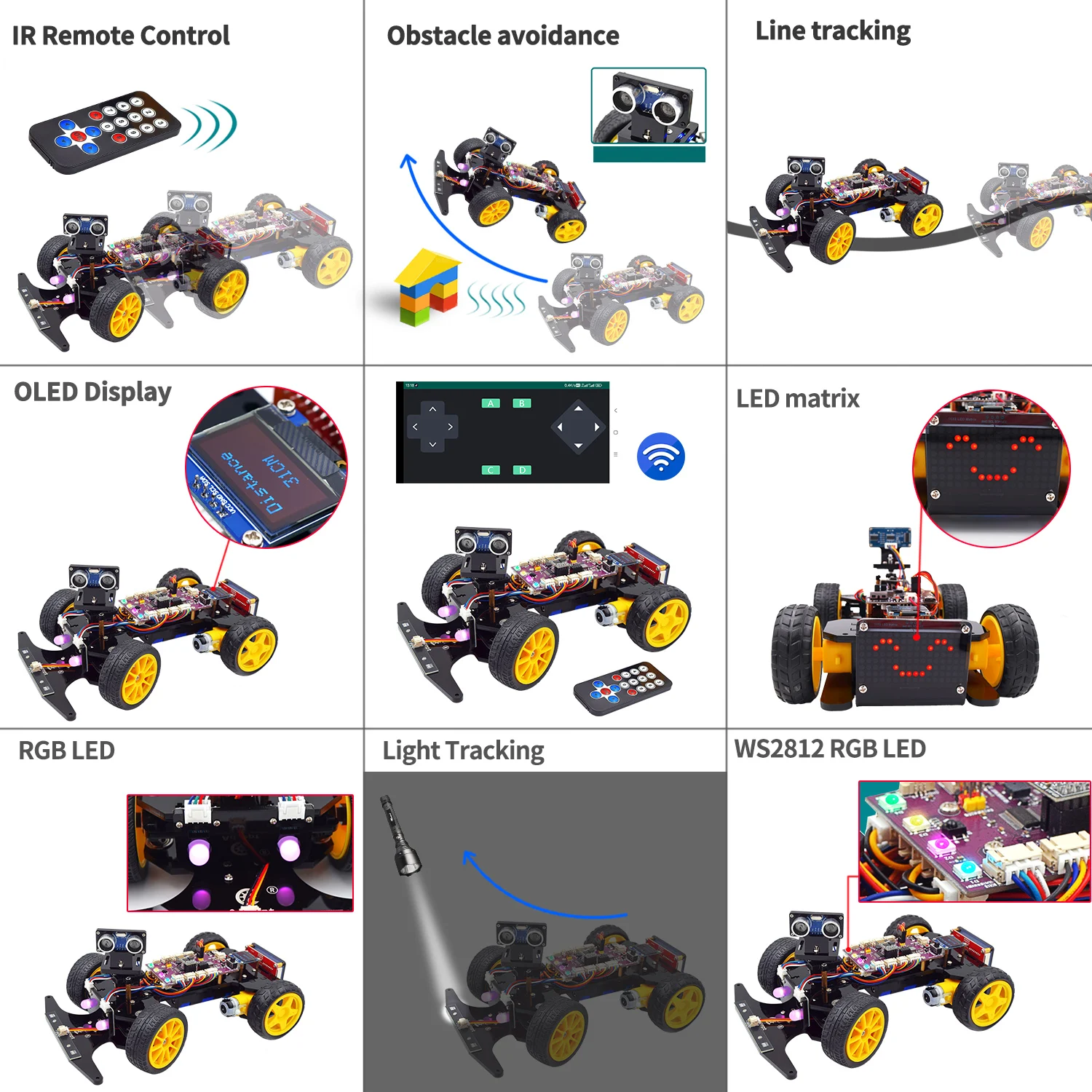 Picture 5: Adeept Smart Car Kit(Compatible with Arduino IDE), Line Tracking, Obstacle Avoidance, OLED Display