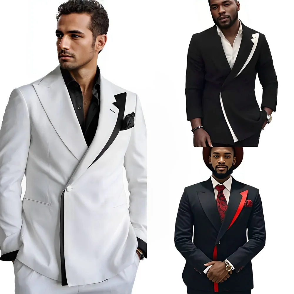 

Elegant Men's Suit 2 Piece Set Fashion Design Wedding Groom Tuxedo Party Dinner Suit Custom Outfit for Mens
