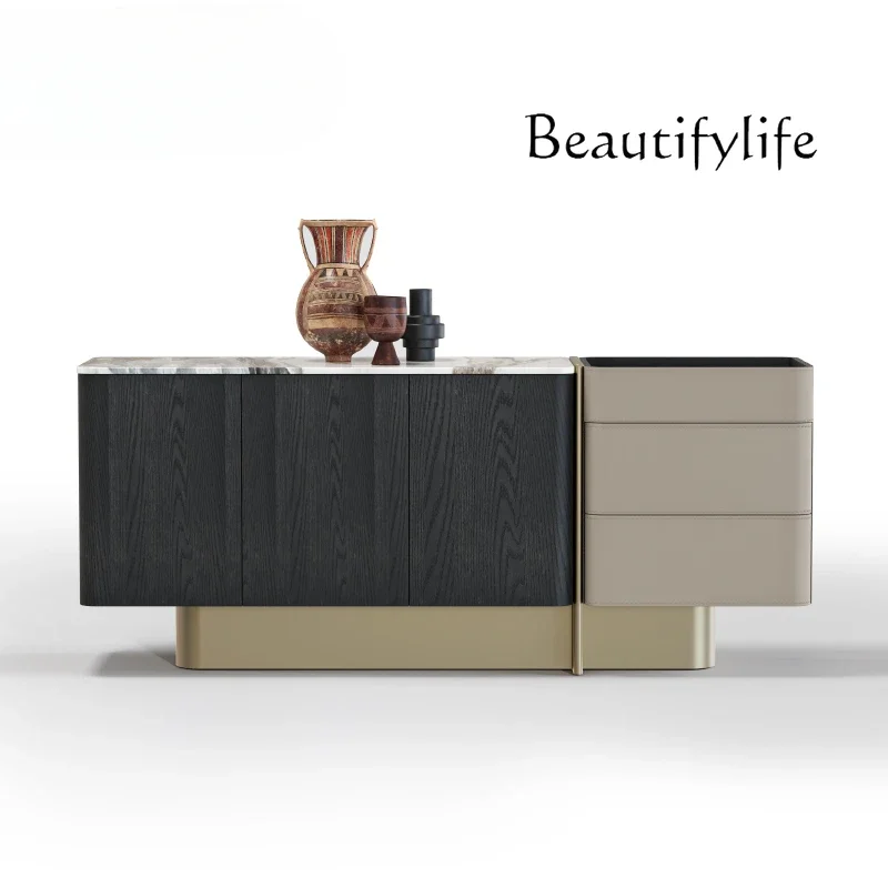 M /Modern Light Luxury Marble Dining Side Cabinet/natural Luxury Stone/integrated Storage Cabinet Against The Wall
