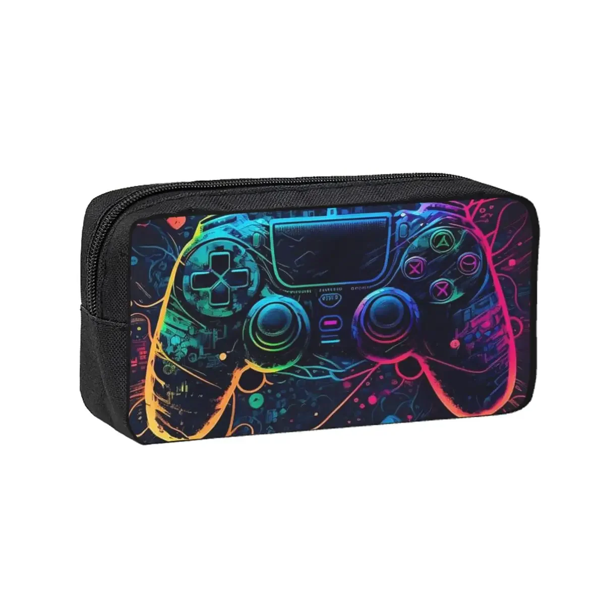 Neon Light Game Controller Gamepad Pencil Cases for Students Gifts Pen Box Pencil Bag Pencil Pouch Storage Stationery Supplies