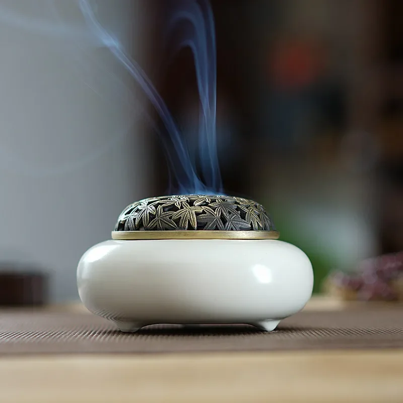 Ceramic Incense Burner Home Indoor Tea Ceremony Ai Grass Home Desktop Decoration Deodorization Minimalist Style