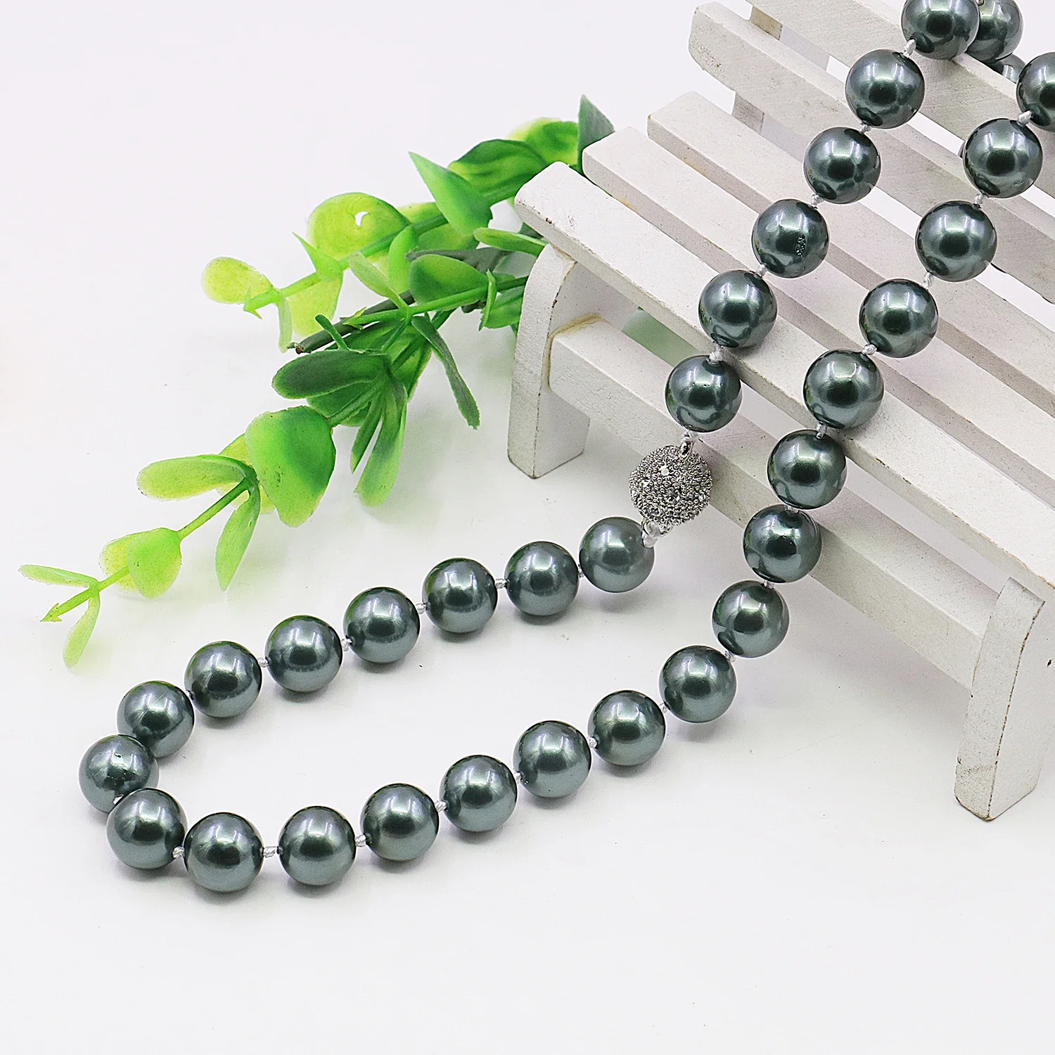 8/10/12/14mm Natural Black Rainbow Shell Round Bead Pearl Necklace/earring Set,Rhinestone Clasp,Women\'s Jewelry Making/design