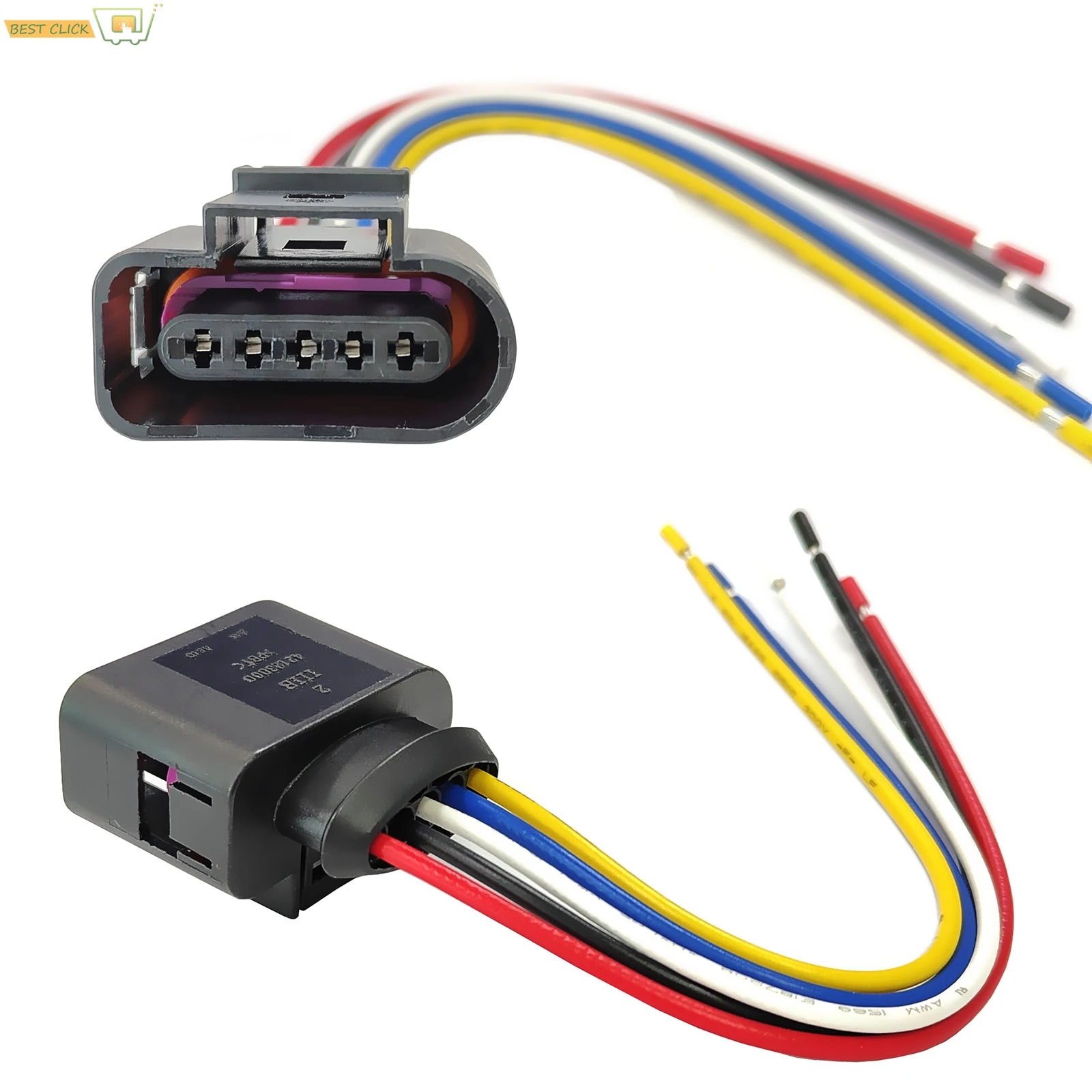 2x 5PIN For VW Eos Golf Jetta Passat Scirocco MAF Mass Air Flow Meter Sensor Connector Plug Harness Prewired 1J0973705 8K0973705