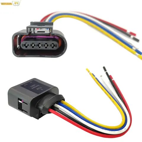 2x 5PIN For VW Eos Golf Jetta Passat Scirocco MAF Mass Air Flow Meter Sensor Connector Plug Harness Prewired 1J0973705 8K0973705