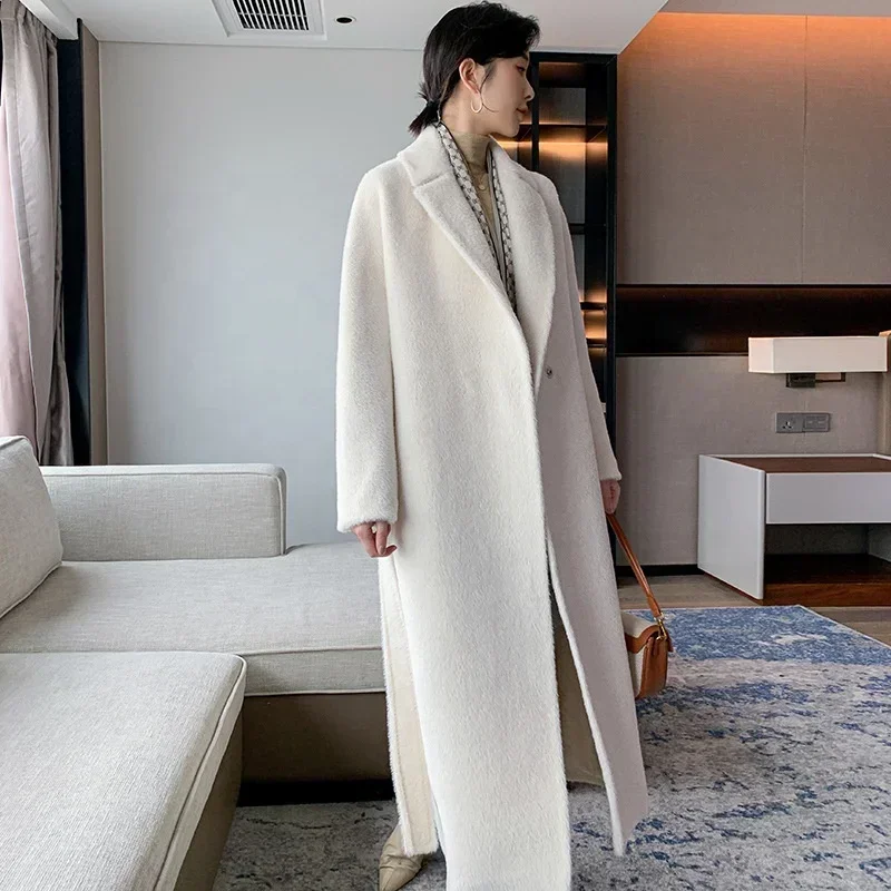 2025 Cashmere Coat Mid-length Alpaca Double-sided Woolen Coat